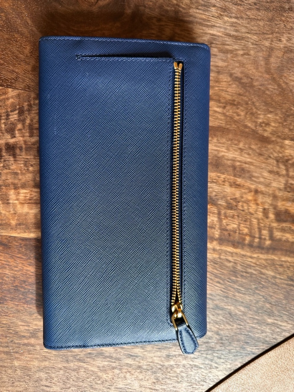 Prada Blue Saffiano Leather Continental Wallet with Gold Hardware - Picture 3 of 5